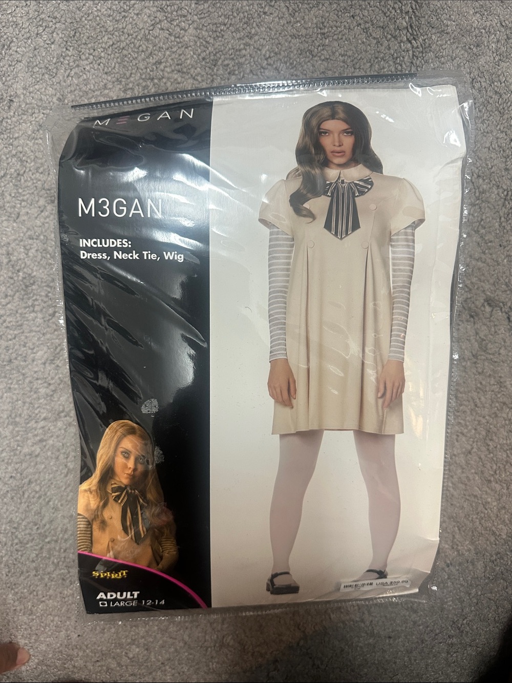 Spirit M3GAN Costume - Cream Dress with Black Tie